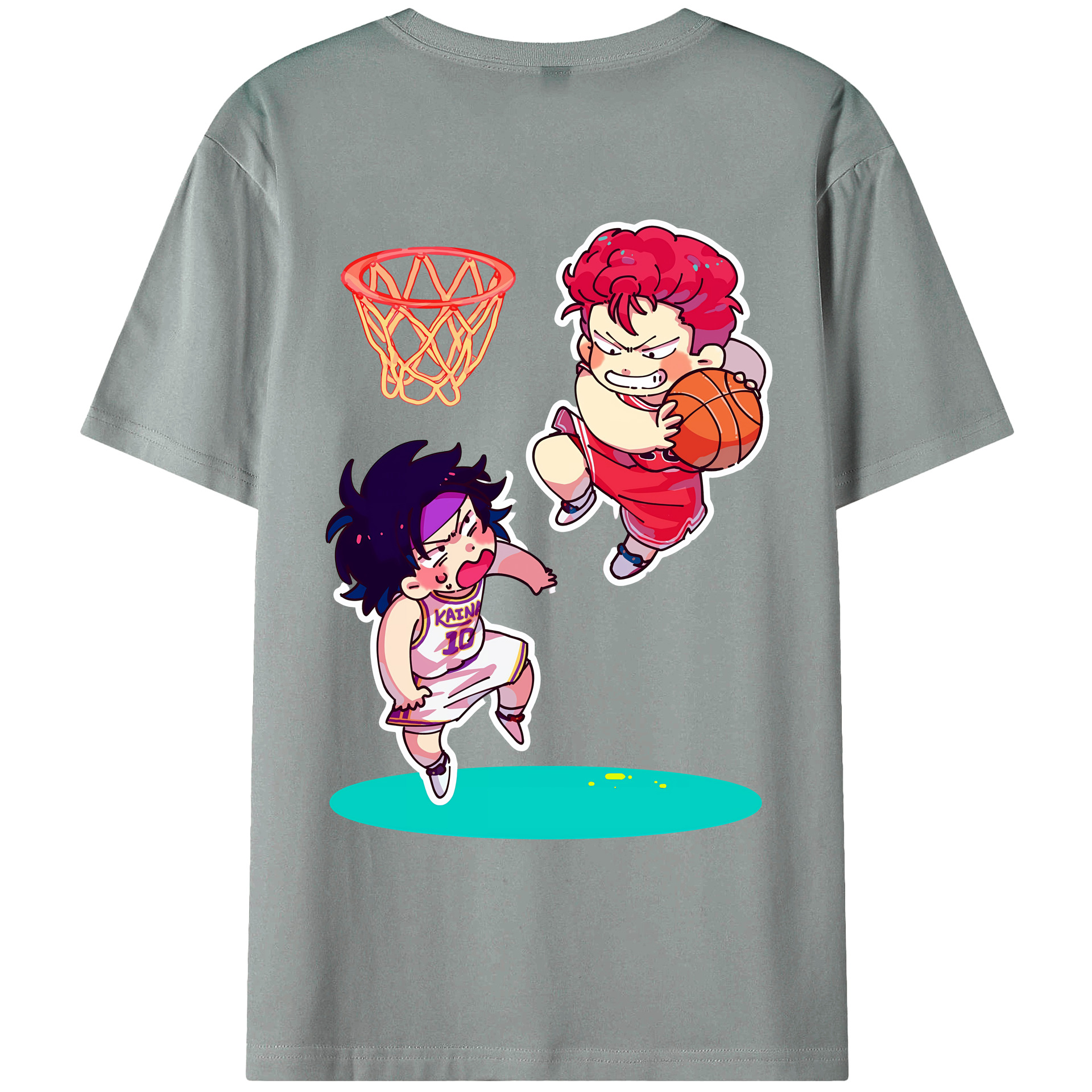 （画像用） SLAM DUNK／スラムダンク 綿100％ メンズ半袖Tシャツ（バックプリント） 通気性